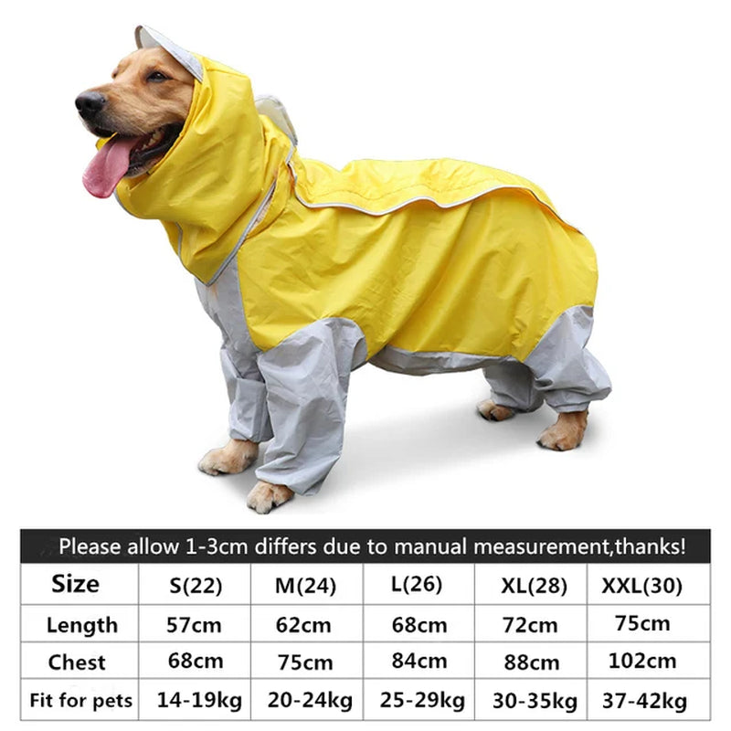 Large Dog Clothes Raincoat Waterproof Dog Suits Rain Cape Pet Overalls for Big Dogs Hooded Jacket Poncho Pet Rain Jumpsuit 6XL