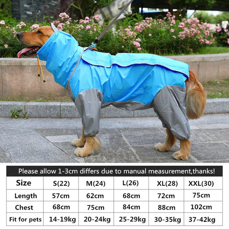 Large Dog Clothes Raincoat Waterproof Dog Suits Rain Cape Pet Overalls for Big Dogs Hooded Jacket Poncho Pet Rain Jumpsuit 6XL