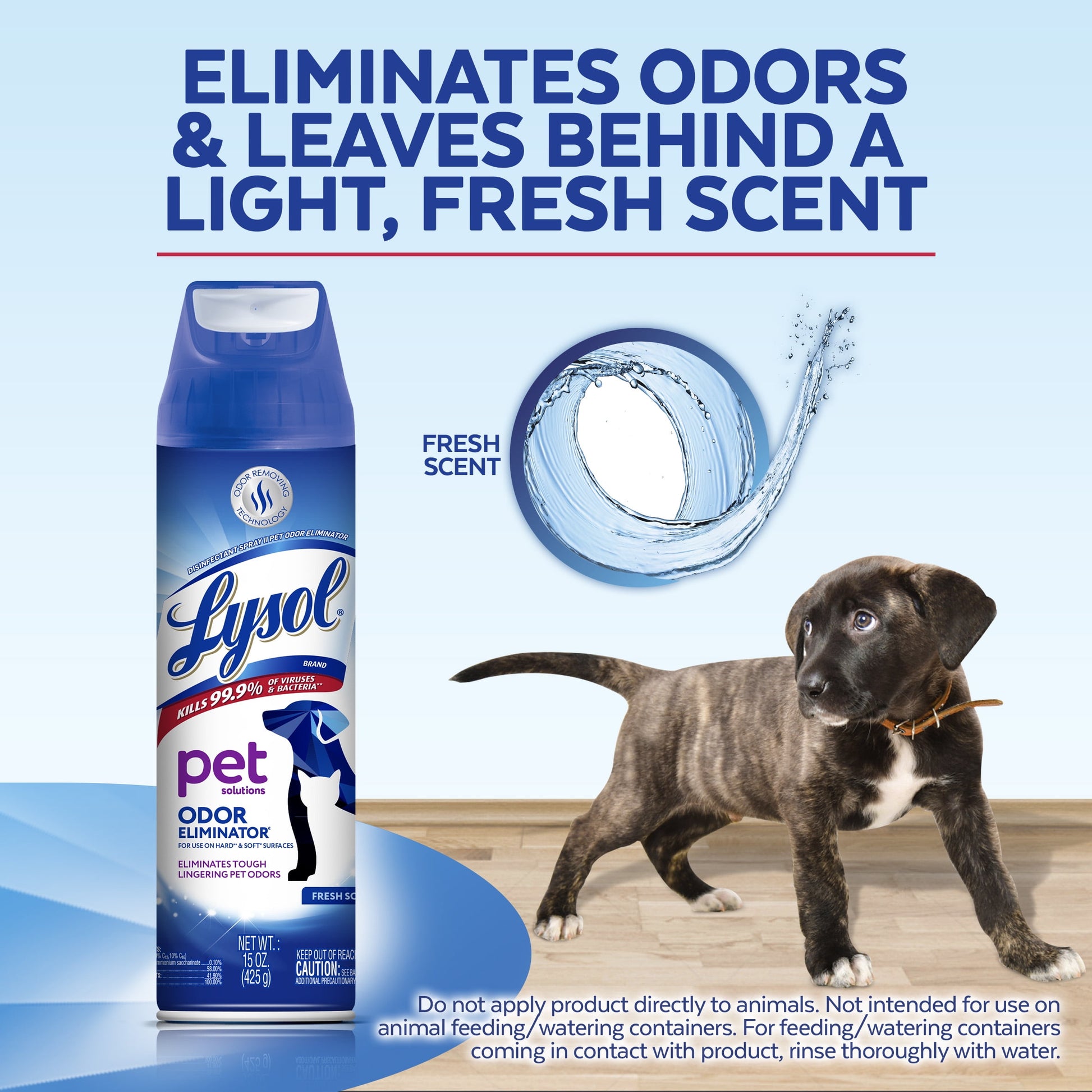 Pet Odor Eliminator Spray, Sanitizing and Disinfecting Spray for Pet Odors, 15Oz