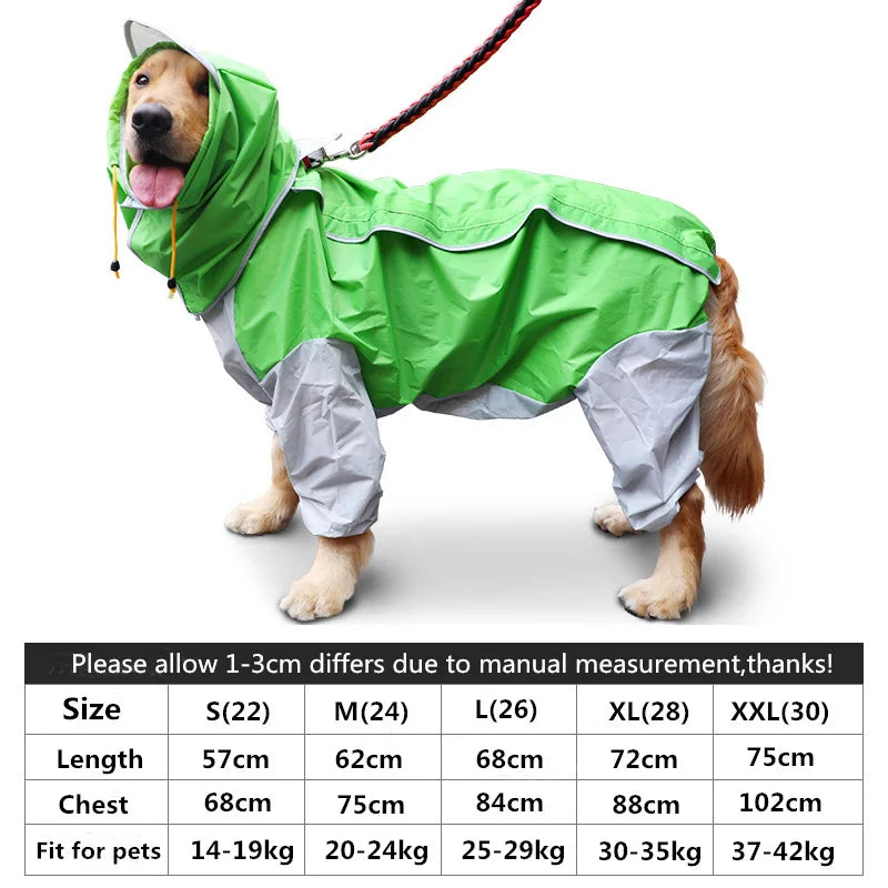 Large Dog Clothes Raincoat Waterproof Dog Suits Rain Cape Pet Overalls for Big Dogs Hooded Jacket Poncho Pet Rain Jumpsuit 6XL