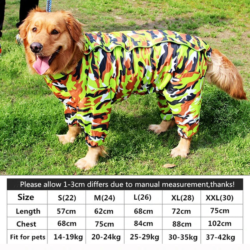 Large Dog Clothes Raincoat Waterproof Dog Suits Rain Cape Pet Overalls for Big Dogs Hooded Jacket Poncho Pet Rain Jumpsuit 6XL