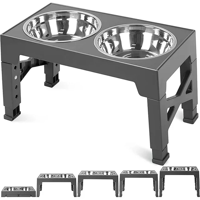 Elevated Dog Bowl Adjustable Raised Dog Bowl with Slow Feeder Dog Bowl and Dog Water Bowl Non-Spill for Small Medium Large Dogs