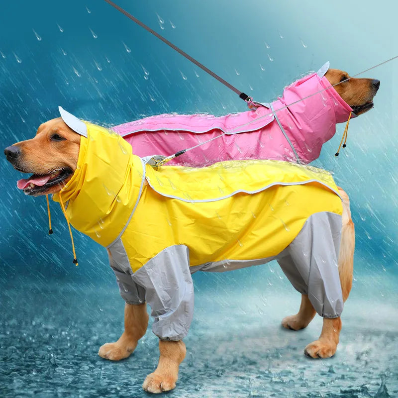 Large Dog Clothes Raincoat Waterproof Dog Suits Rain Cape Pet Overalls for Big Dogs Hooded Jacket Poncho Pet Rain Jumpsuit 6XL