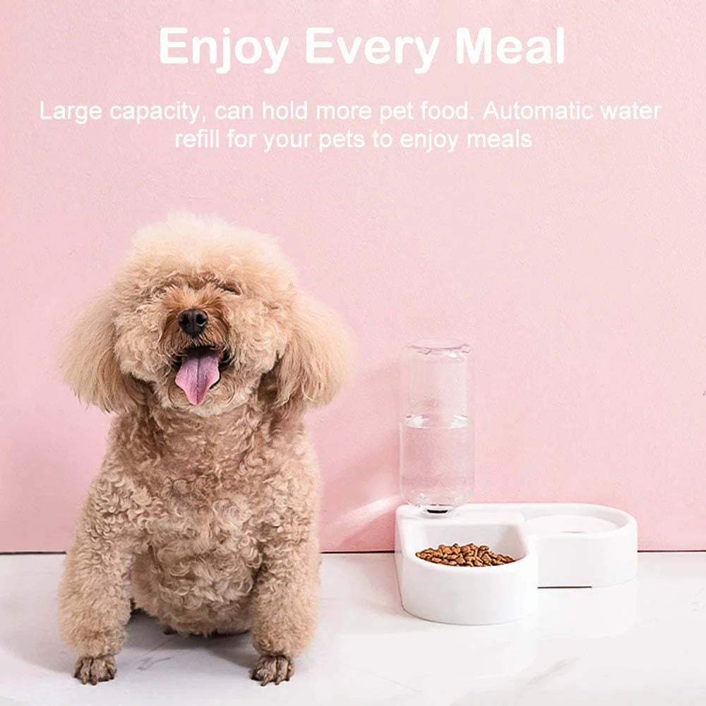 2 in 1 Automatic Pet Water Fountain Food Dispenser, anti Spill Waterer and Dry Food Feeder Cat / Dog Bowl, Pet Bowl Waterer Pet Bowl