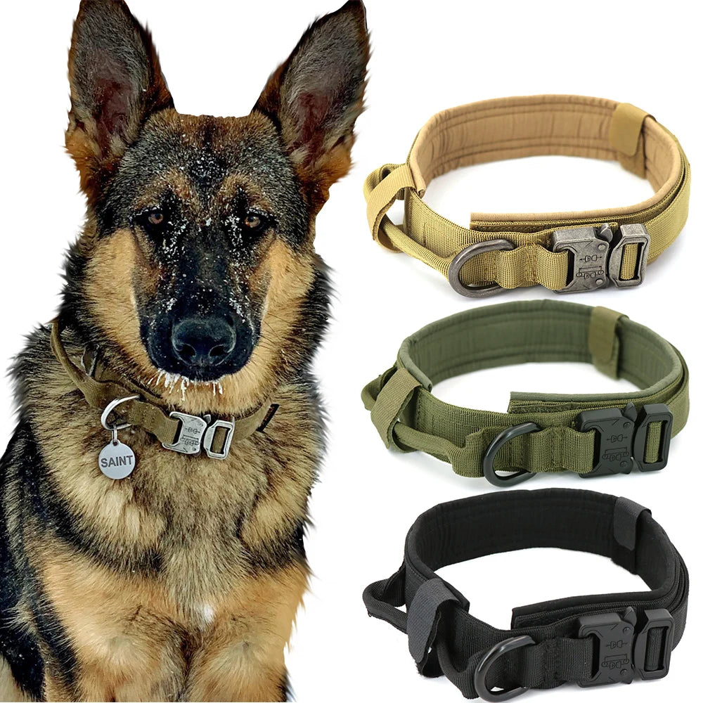 Dog Training Collar Adjustable Tactical Dog Collar and Leash Set Control Handle Pet Lead Collar for Small Big Dogs