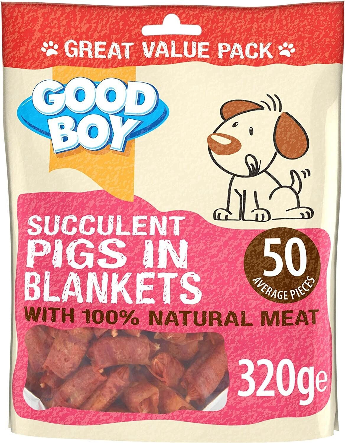 Good Boy - Pigs in Blankets Dog Treats - Wheat Free Recipe - Box of 3 X 320 G