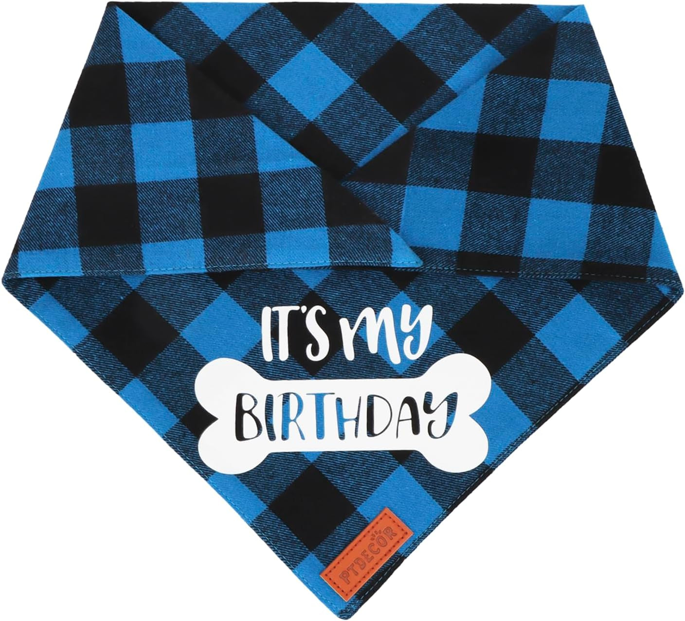 Dog Birthday Party Supplies, It’S My Birthday Dog Bandana Blue Plaid Boy Dog Birthday Bandana for Medium Large Dogs (Blue, Large)