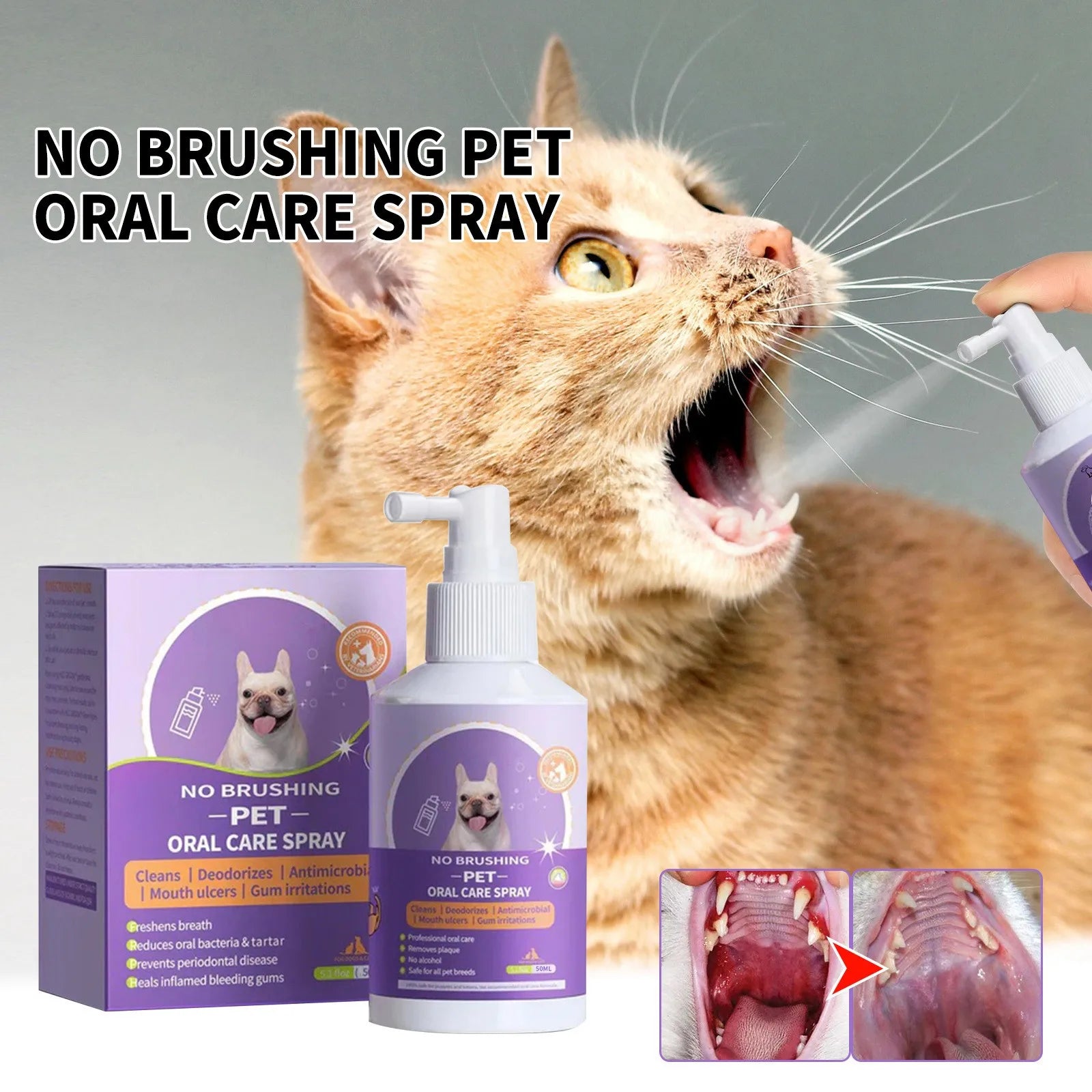 Pet Clean Teeth Spray New Petclean Teeth Cleaning Spray for Dogs & Cats 1PCS Pet Clean No Brushing Pet Oral Care Spray Petclean