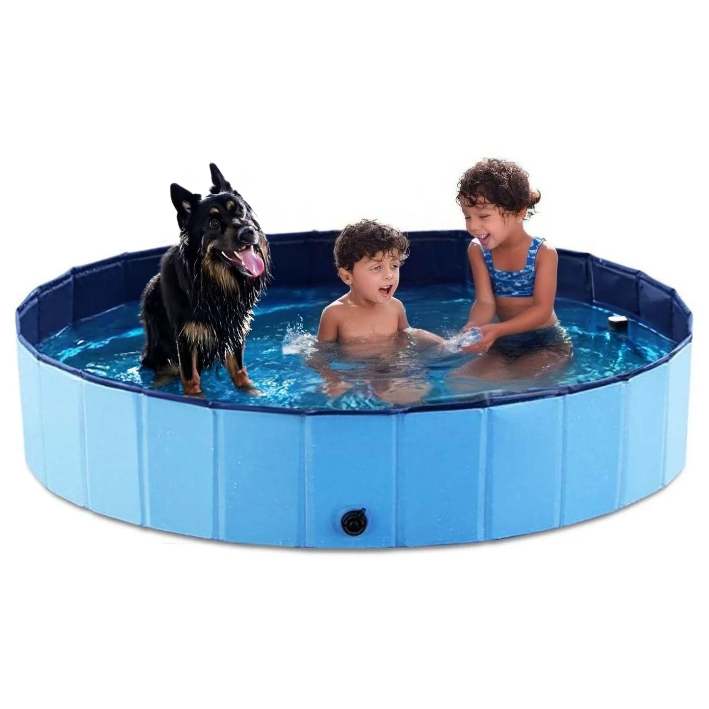 Outdoor Dog Pool, Collapsible Dog Pet Pool Bathing Tub for Puppy Small Medium Large Dogs, Blue, 40" - 64"