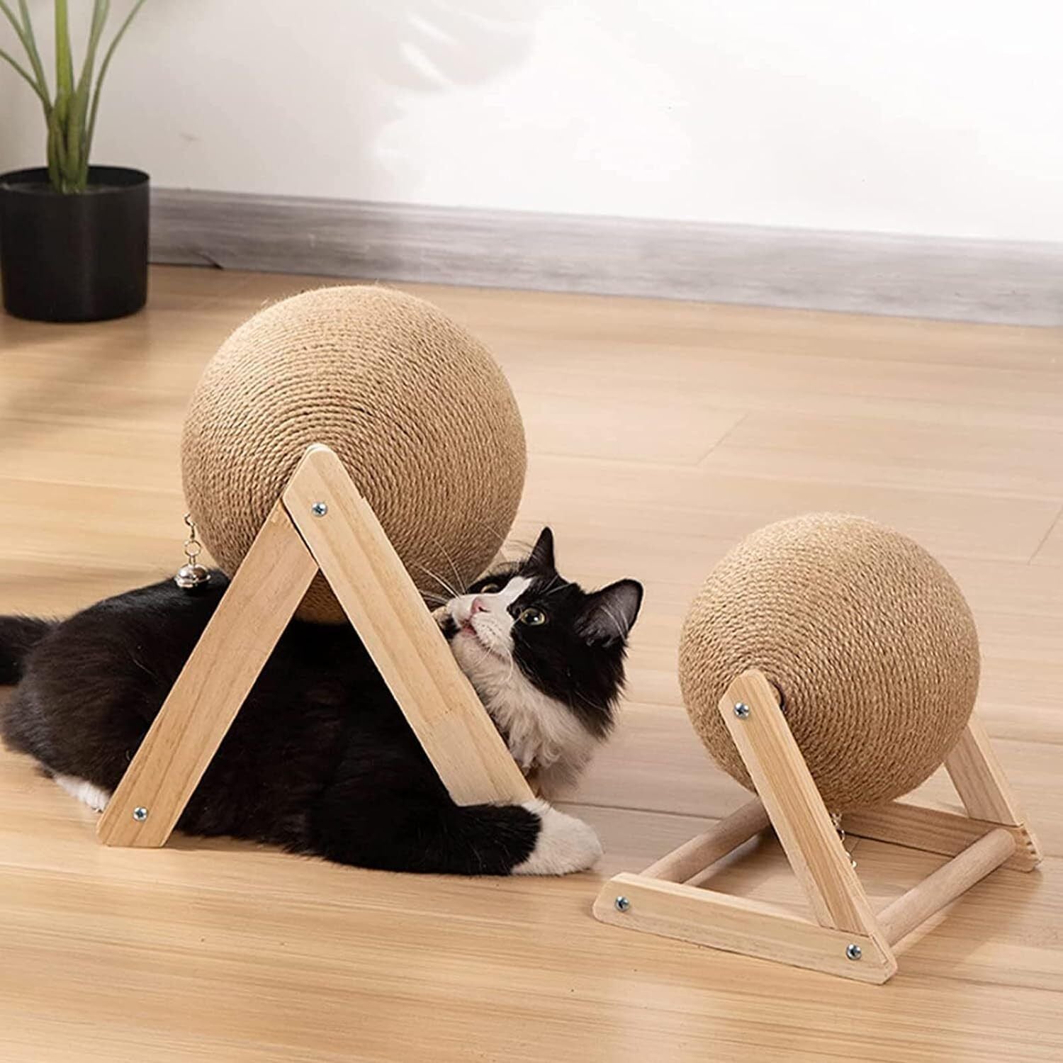 Sisal Scratching Toy Cat Scratching Post Pet Supplies Wooden Cat Scratching Ball