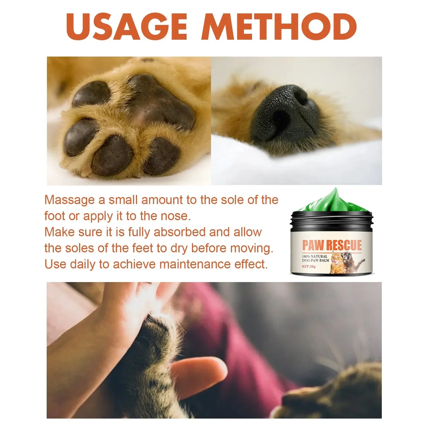 Pet Paw Cream Dog Cat Paw Cleaner Kitten Foot Washer Foot Cleaning Protection Moisturizer Pet Supplies Dry Healthy Care Balm 30G