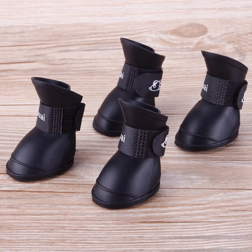 4Pcs/Set Lovely Pet Dog Shoes Puppy Candy Colors Rubber Boots Waterproof Pet Rain Shoes Pet Products #245489