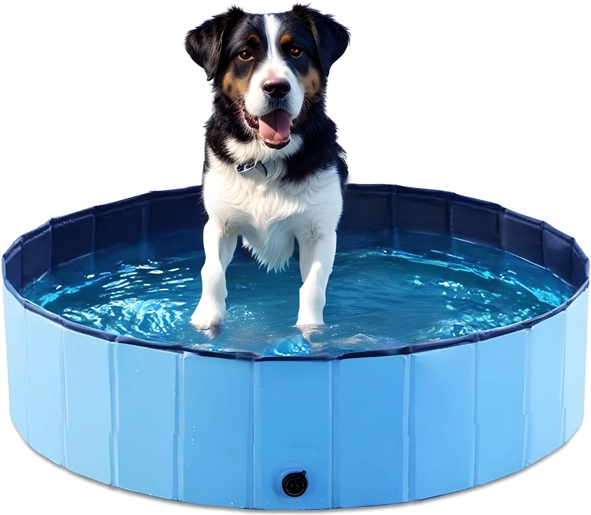 Outdoor Dog Pool, Collapsible Dog Pet Pool Bathing Tub for Puppy Small Medium Large Dogs, Blue, 40" - 64"