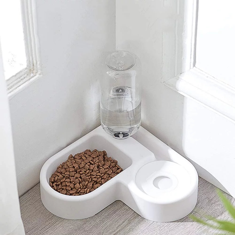 2 in 1 Automatic Pet Water Fountain Food Dispenser, anti Spill Waterer and Dry Food Feeder Cat / Dog Bowl, Pet Bowl Waterer Pet Bowl