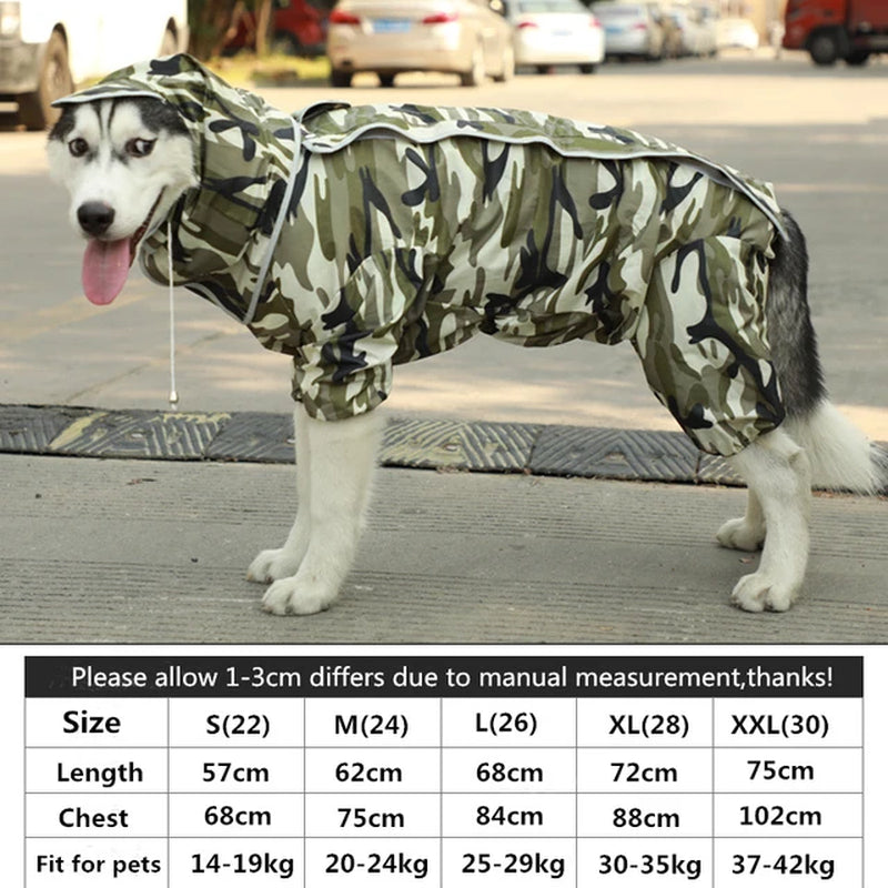 Large Dog Clothes Raincoat Waterproof Dog Suits Rain Cape Pet Overalls for Big Dogs Hooded Jacket Poncho Pet Rain Jumpsuit 6XL