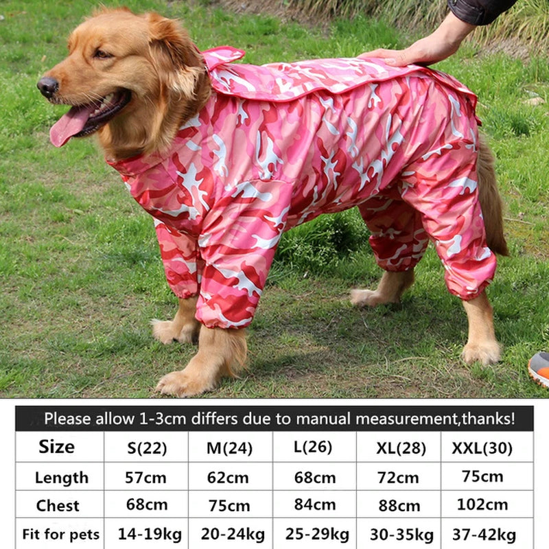 Large Dog Clothes Raincoat Waterproof Dog Suits Rain Cape Pet Overalls for Big Dogs Hooded Jacket Poncho Pet Rain Jumpsuit 6XL