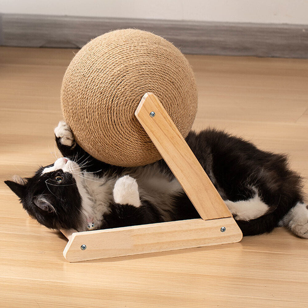 Sisal Scratching Toy Cat Scratching Post Pet Supplies Wooden Cat Scratching Ball