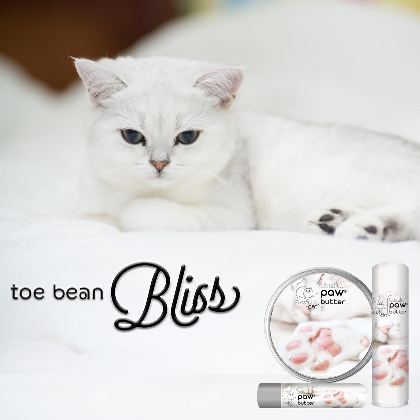 The Blissful Cat Paw Butter, Moisturizer for Dry Paw Pads, Softens and Protects a Rough Paw, Versatile, Lick-Safe Cat Paw Balm, 0.15 Oz.