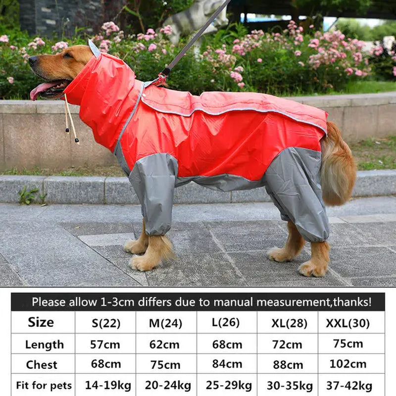 Large Dog Clothes Raincoat Waterproof Dog Suits Rain Cape Pet Overalls for Big Dogs Hooded Jacket Poncho Pet Rain Jumpsuit 6XL