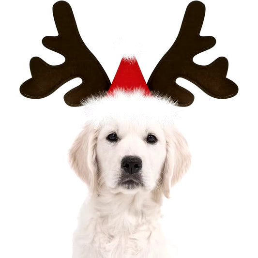 Christmas Dog Supplies Elk Reindeer Antlers Headband Santa Hat Pet Christmas Cool Dog Costume Cute Headwear Accessories