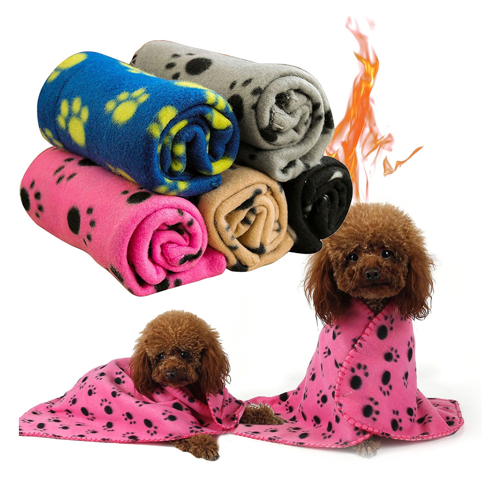 Print Paw Pet Dog Bed Dog Blankets Soft Fleece Cat Cushion Blanket Winter Warm Pet Cats Cover Blanket for All Dogs Mat P5